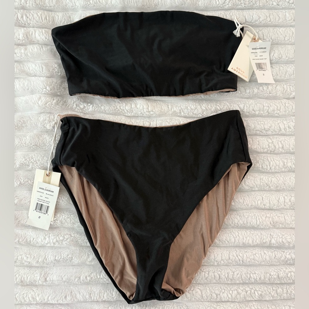 Good American Black and Tan Bikini Set